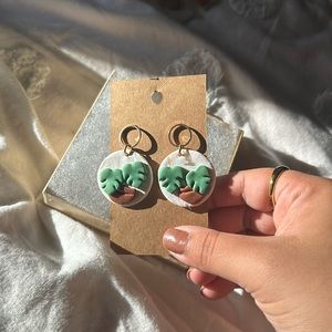 Handmade Monstera Plant Polymer Clay Earrings